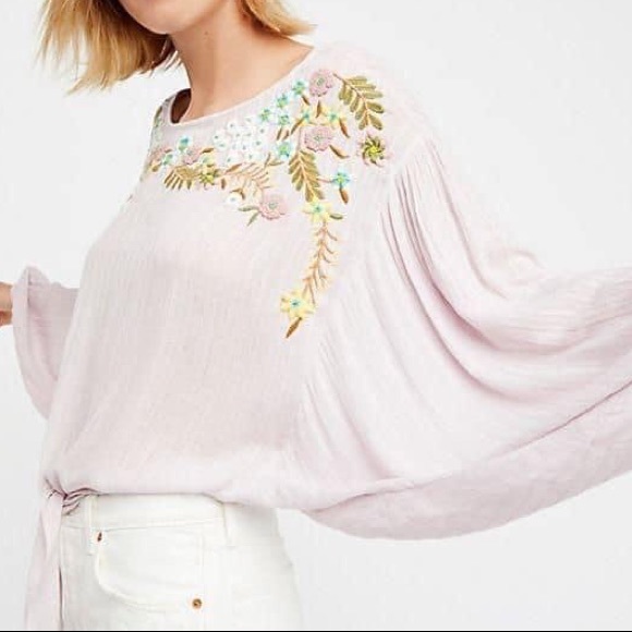 Free People Up & Away Lilac Embroidered Top - Picture 2 of 9